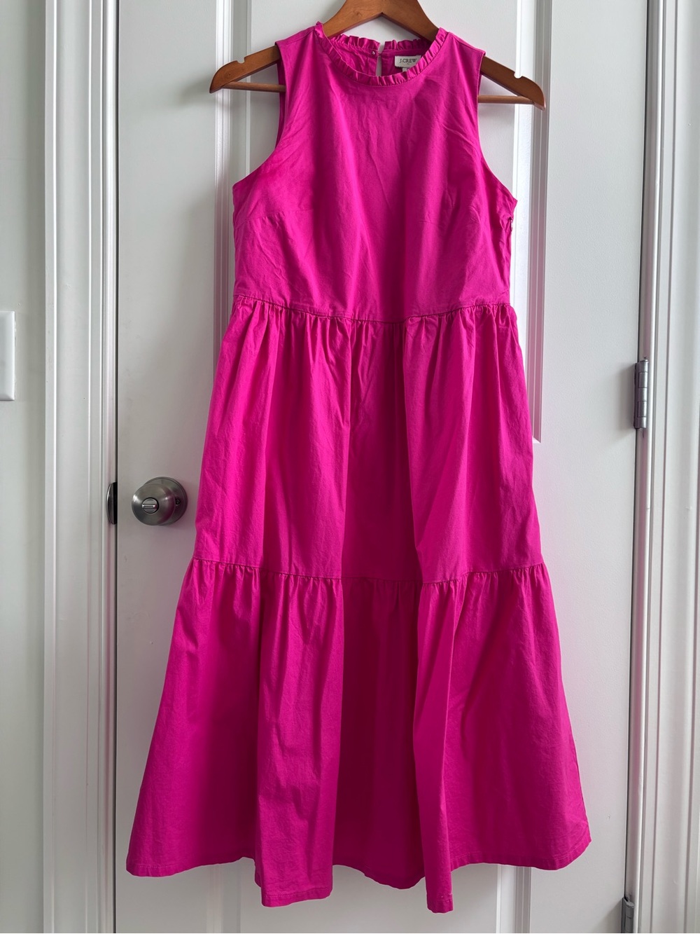 J. Crew Bright Fuchsia Sleeveless Tiered Dress